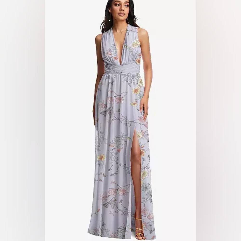 After Six Dessy Collection Baby Blue Floral Butterfly Formal Dress Wedding Guest